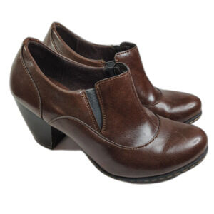 JACLYN SMITH Brown Heeled Ankle Booties 6 Women's Faux Leather Block Heel